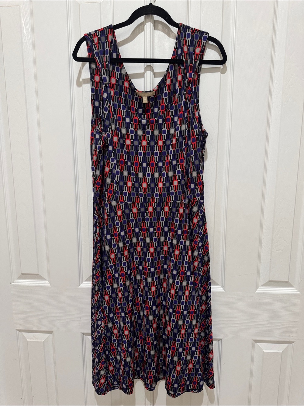 Sleeveless Navy Geometric Print Dress - Casual Daywear